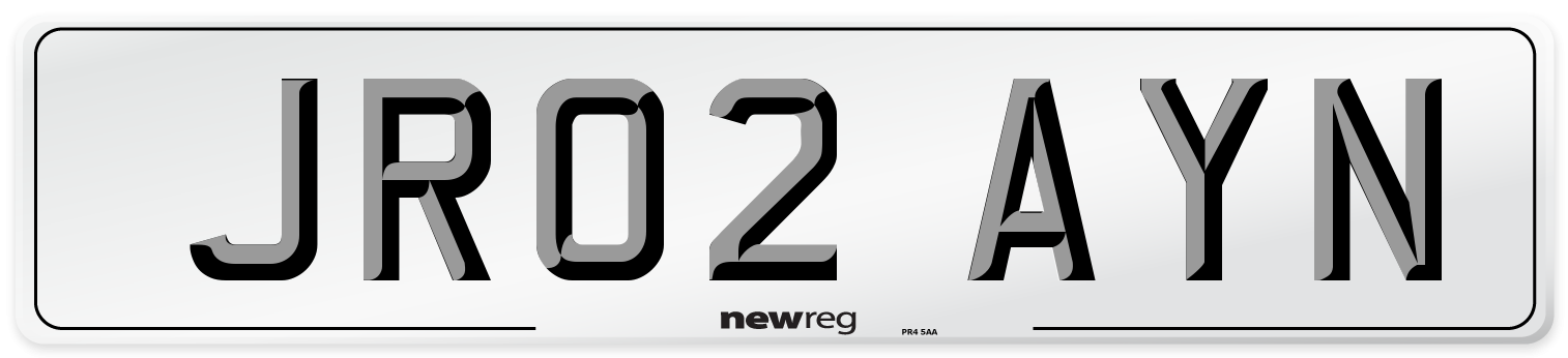 JR02 AYN Number Plate from New Reg